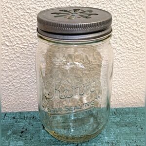2/$18 Kerr Glass Mason Jar w/Daisy Cut Metal Lid